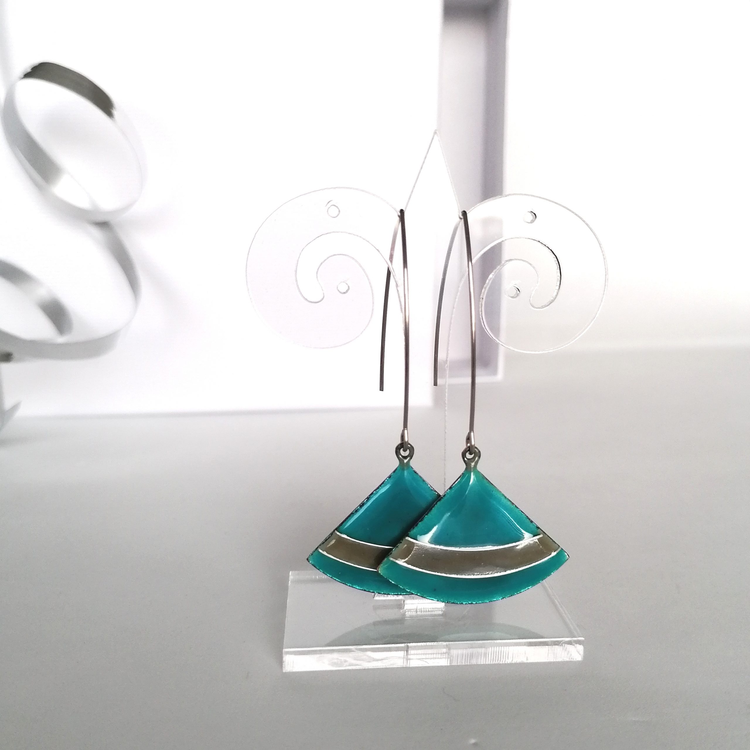 Boucles D’oreilles Pendantes En Strass Bleu - Modèle Géométrique Et Floral - Bijou élégant Pour Femme - Cadeau Fête Des Mères Ou Anniversaire