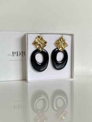 Boucles d’oreilles noir doré effet plissé
