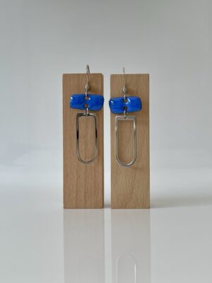 Boucles d’oreilles bleu et argenté