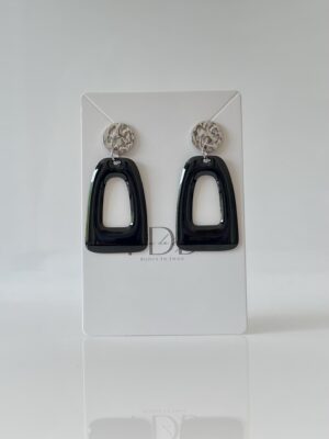 Boucles d’oreilles noir et argenté