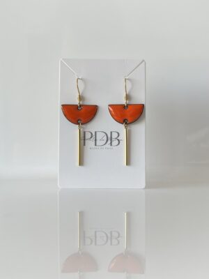 Boucles d’oreilles pendantes orange et doré