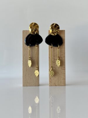 Boucles d’oreilles pendantes noir et doré